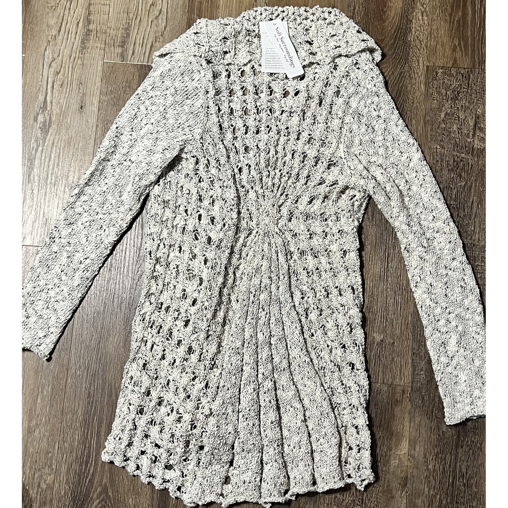 Soft Surroundings Cardigan Medium Womens Teressa Duster Crochet Loose Knit NWT - Picture 2 of 4
